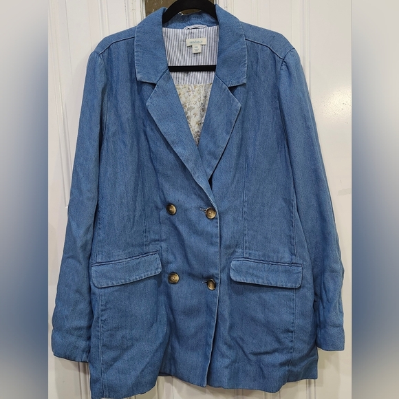 Sundance Oakley Blue Lyocell Light Wash Denim Jacket Blazer Women's Size XXL - Picture 1 of 10